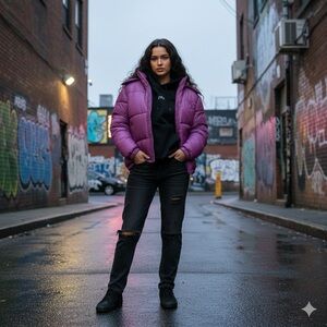 FTP F*ck The Population Purple Puffer Jacket Down Fill Parka Blizzard Proof